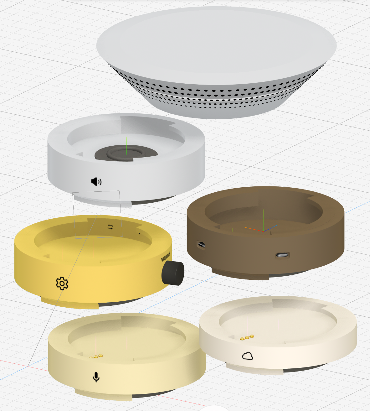 The finished product: All 6 pieces of the modular speaker
